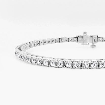 Round Lab Grown Diamond Tennis Bracelet - Sterling Silver Box Setting
