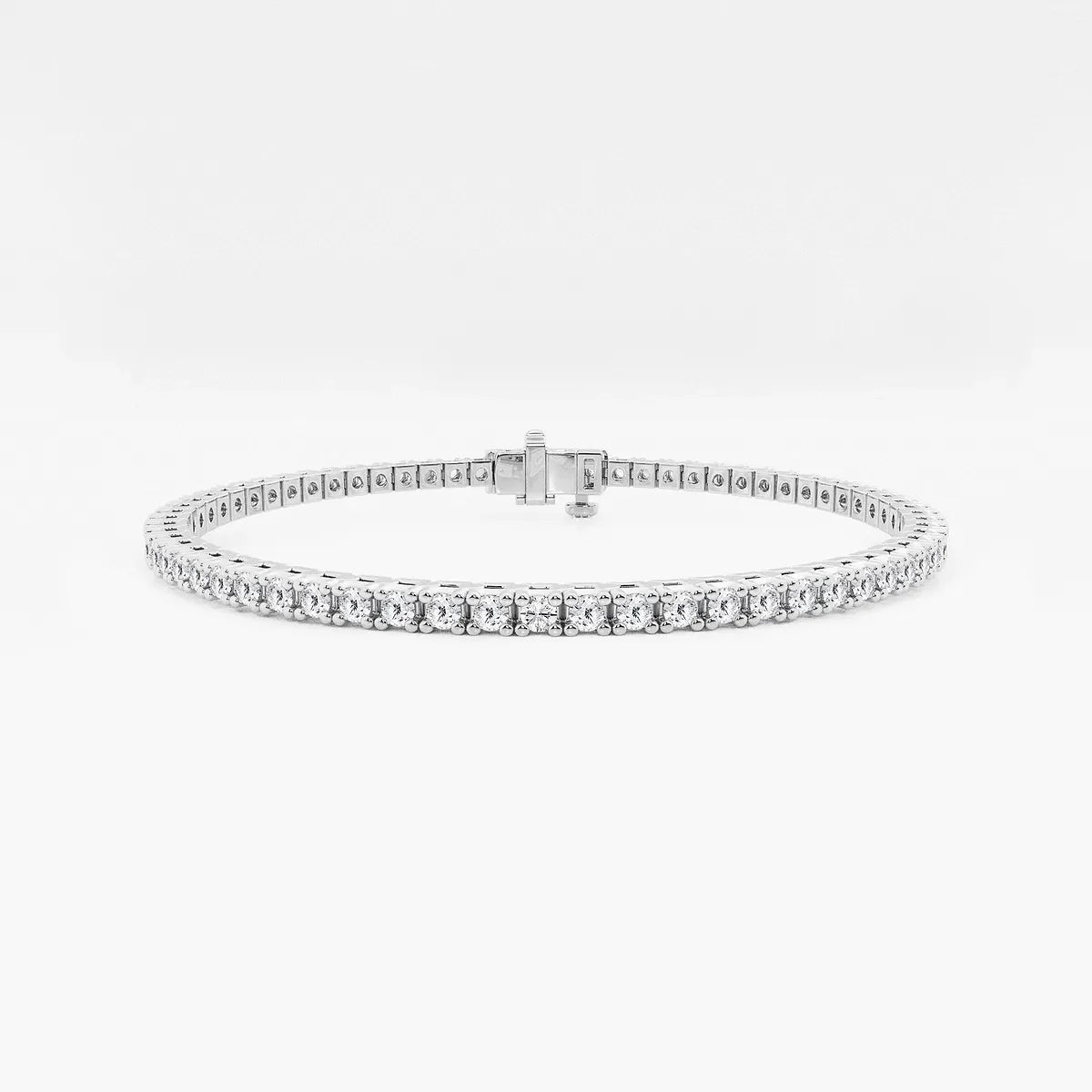 Round Lab Grown Diamond Tennis Bracelet - Sterling Silver Box Setting