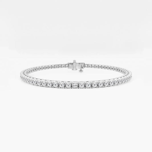 Round Lab Grown Diamond Tennis Bracelet - Sterling Silver Box Setting
