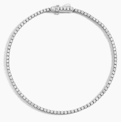 Lab grown diamond tennis bracelet in 14K white gold, round cut stones, Delux Jewelry