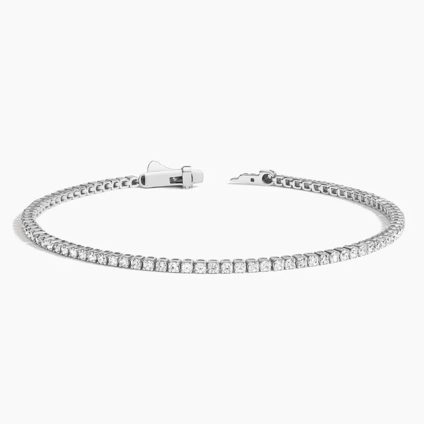 6.5 inch lab diamond tennis bracelet with open clasp in 14K white gold, Delux Jewelry