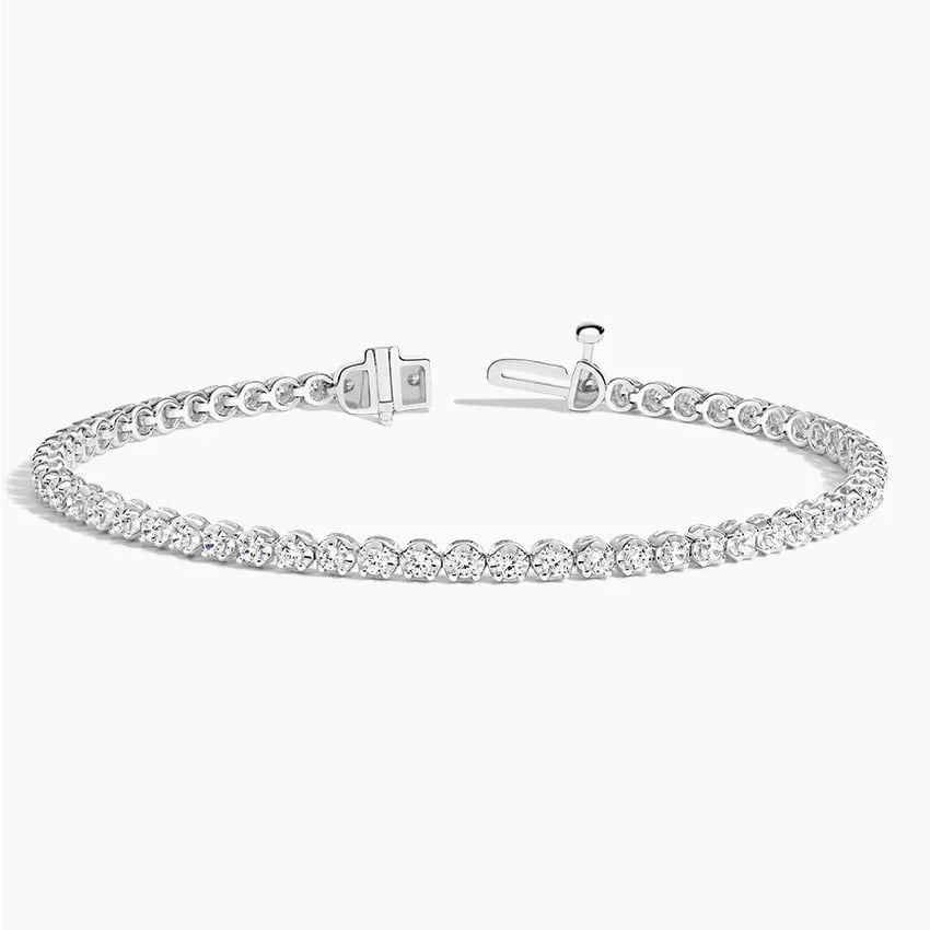 6.5 inch lab diamond tennis bracelet 1.0 CTW 14K white gold with open clasp on white background
