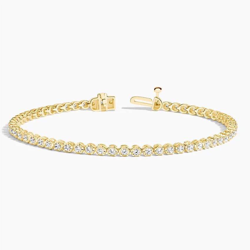 6.5 inch lab diamond tennis bracelet in 14K yellow gold with open clasp, Delux Jewelry