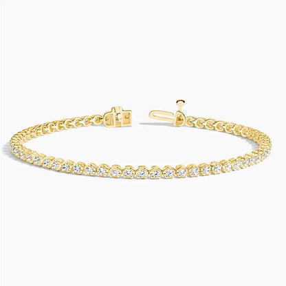 6.5 inch lab diamond tennis bracelet in 14K yellow gold with open clasp, Delux Jewelry