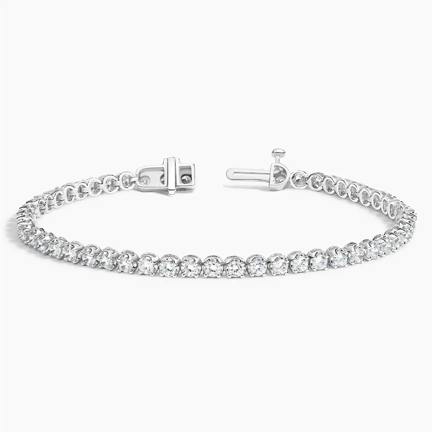 Lab grown diamond tennis bracelet in 14K white gold with open clasp, Delux Jewelry