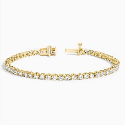 Lab diamond tennis bracelet in 14K yellow gold with open clasp, Delux Jewelry