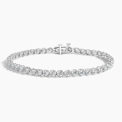 14k white gold lab diamond tennis bracelet with round cut stones, Delux Jewelry