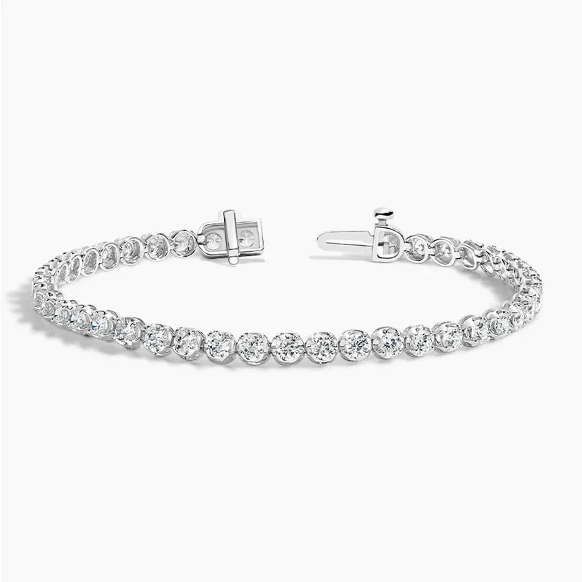 Lab grown diamond tennis bracelet in 14K white gold with open clasp, Delux Jewelry