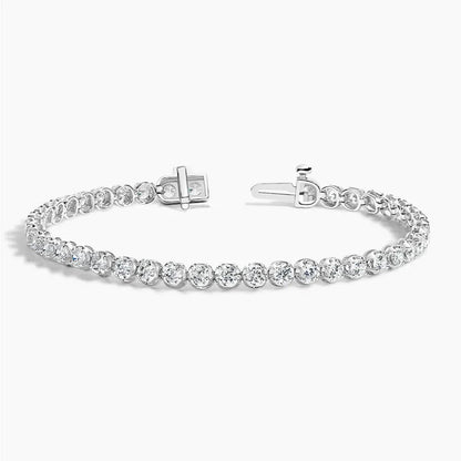Lab grown diamond tennis bracelet in 14K white gold with open clasp, Delux Jewelry
