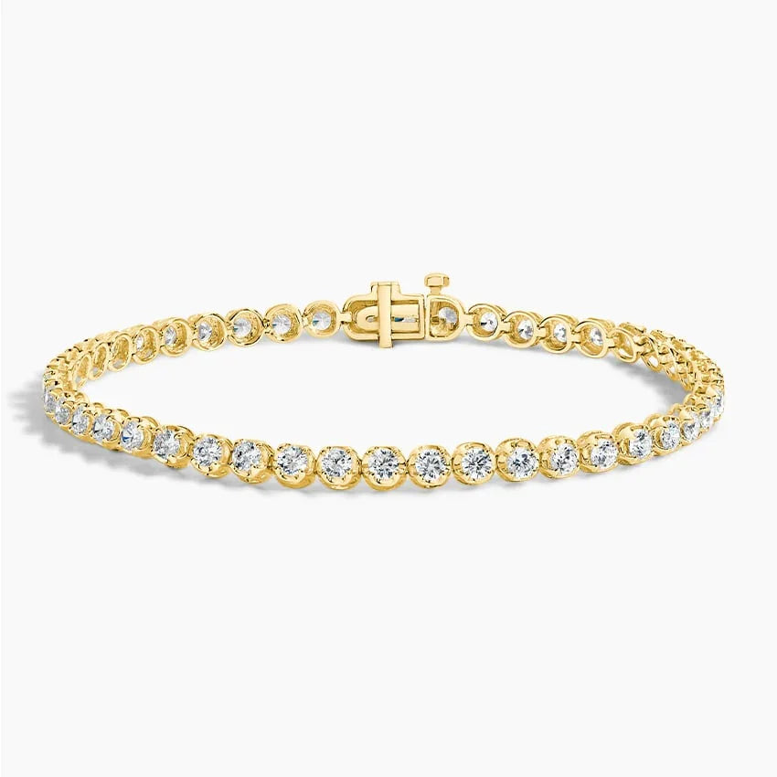 Lab grown diamond tennis bracelet in 14K yellow gold, fine jewelry by Delux Jewelry