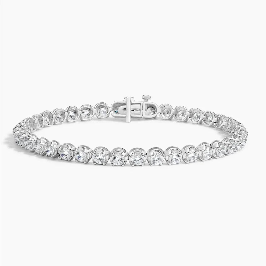 Lab grown diamond tennis bracelet in 14K white gold from Delux Jewelry on white background