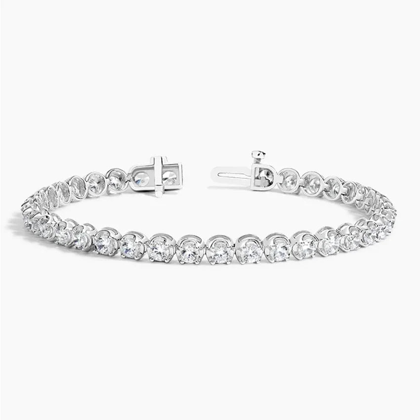 Lab diamond tennis bracelet in 14K white gold with open clasp, fine jewelry by Delux Jewelry