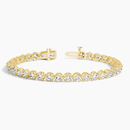 14K yellow gold lab diamond tennis bracelet with open clasp, fine jewelry by Delux Jewelry