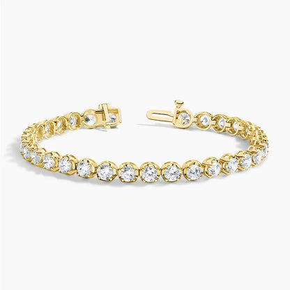 Lab grown diamond tennis bracelet in 14K yellow gold with open clasp, fine jewelry from Delux Jewelry