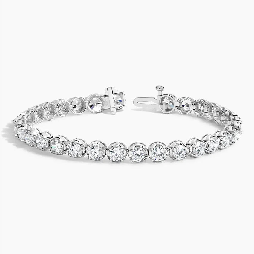 Lab diamond tennis bracelet in 14K white gold with open clasp, fine jewelry from Delux Jewelry.