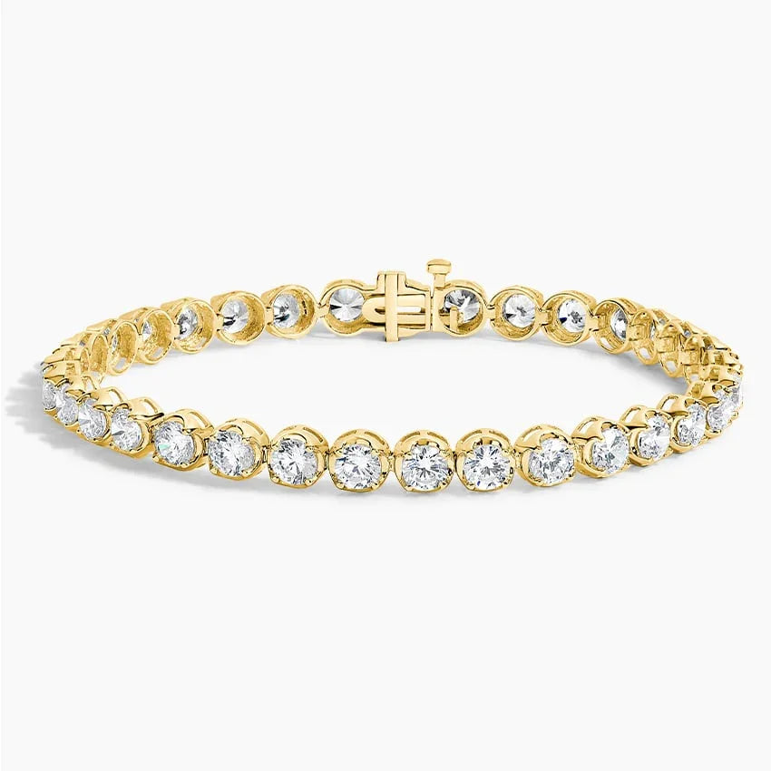 Lab grown diamond tennis bracelet in 14K yellow gold from Delux Jewelry, sparkling round stones
