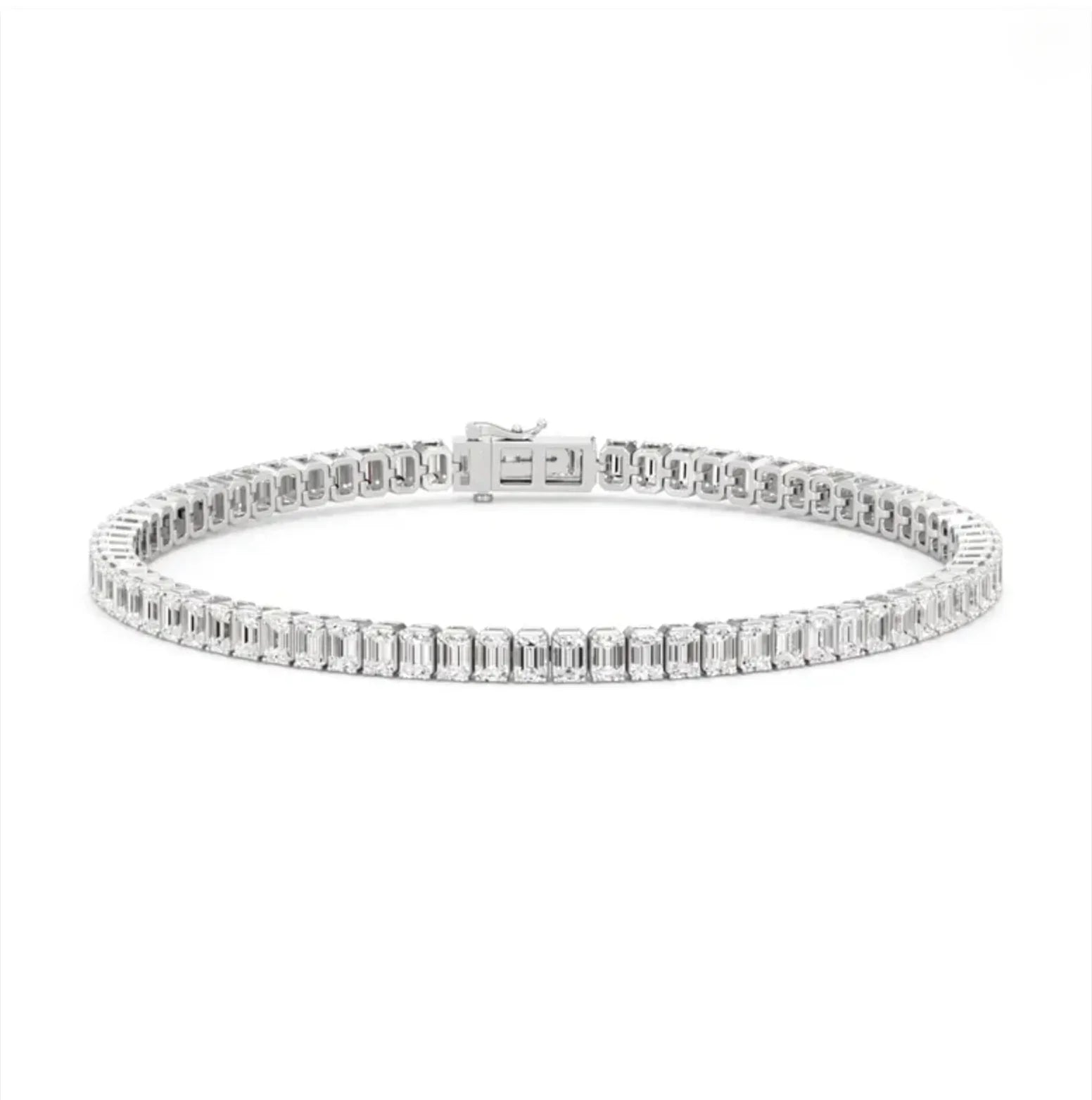 7 inch emerald lab diamond tennis bracelet in 14K white gold by Delux Jewelry