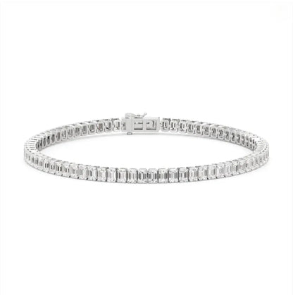 7 inch emerald lab diamond tennis bracelet in 14K white gold by Delux Jewelry