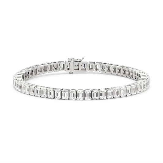 7 inch emerald lab diamond tennis bracelet in 14K white gold, Delux Jewelry