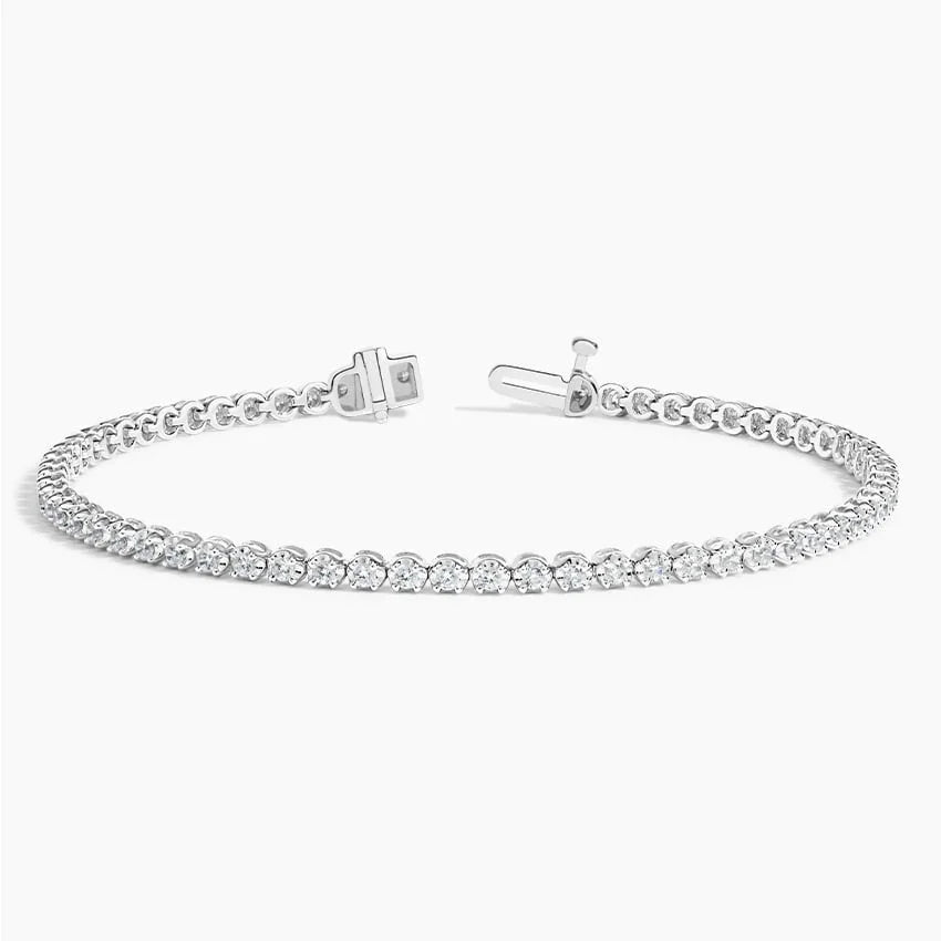 7 inch lab grown diamond tennis bracelet in 14K white gold with open clasp, Delux Jewelry