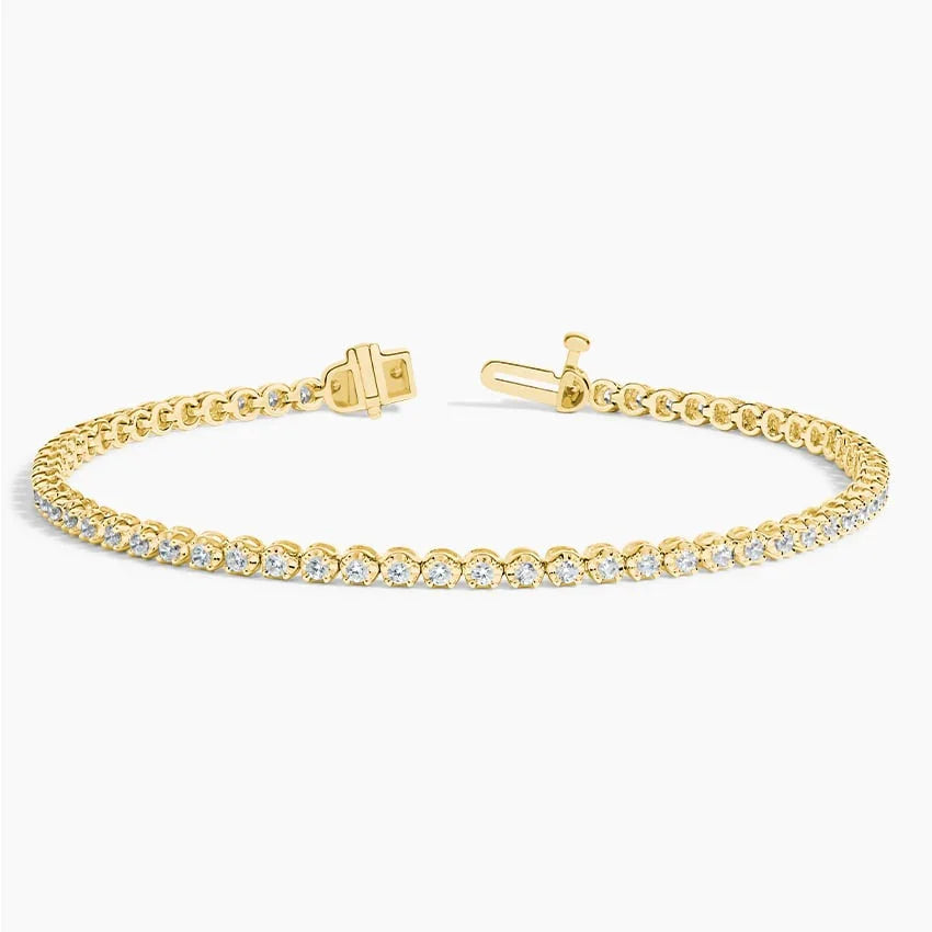 7 inch lab diamond tennis bracelet in 14K yellow gold with open clasp, Delux Jewelry