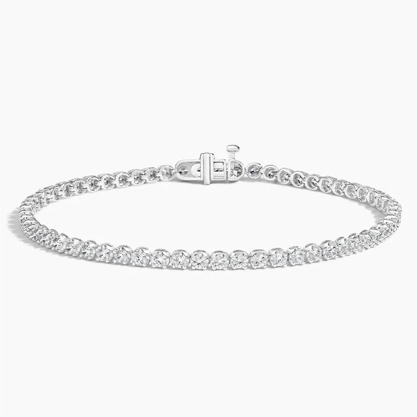 7 inch lab grown diamond tennis bracelet in 14K white gold, Delux Jewelry, on white background
