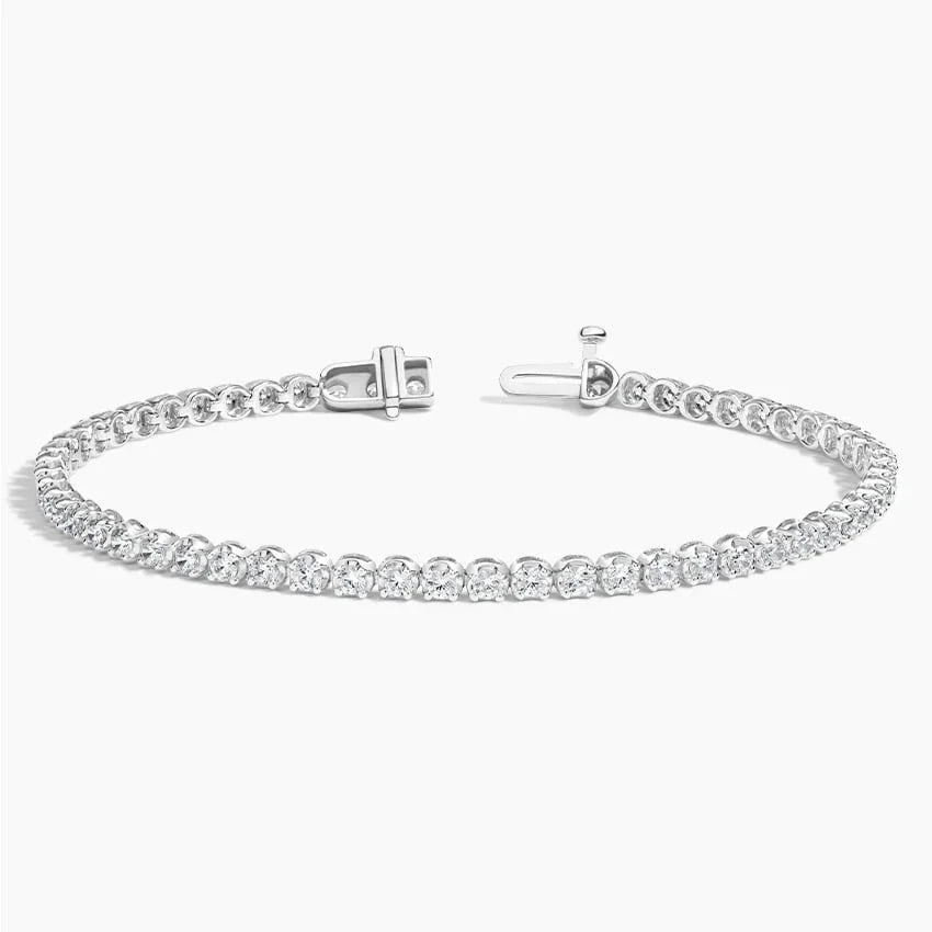 7 inch lab diamond tennis bracelet in 14K white gold with open clasp, Delux Jewelry