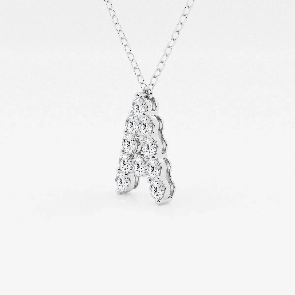 Lab grown diamond letter A pendant necklace in white metal from Delux Jewelry