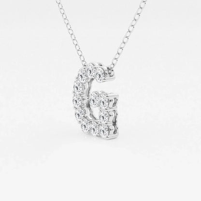 Lab grown diamond letter C pendant necklace in white gold from Delux Jewelry