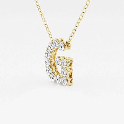 Gold chain necklace with letter C pendant set with lab grown diamonds from Delux Jewelry