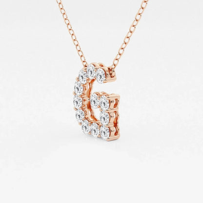 Rose gold necklace with letter C pendant set with lab grown diamonds, Delux Jewelry