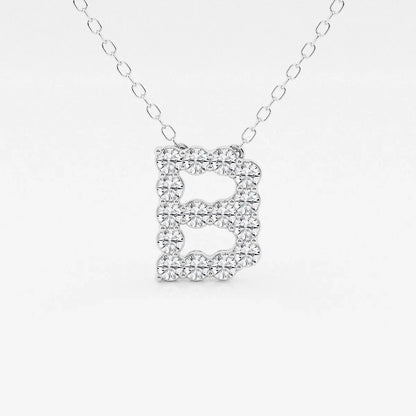 Lab grown diamond letter B pendant necklace on silver chain by Delux Jewelry