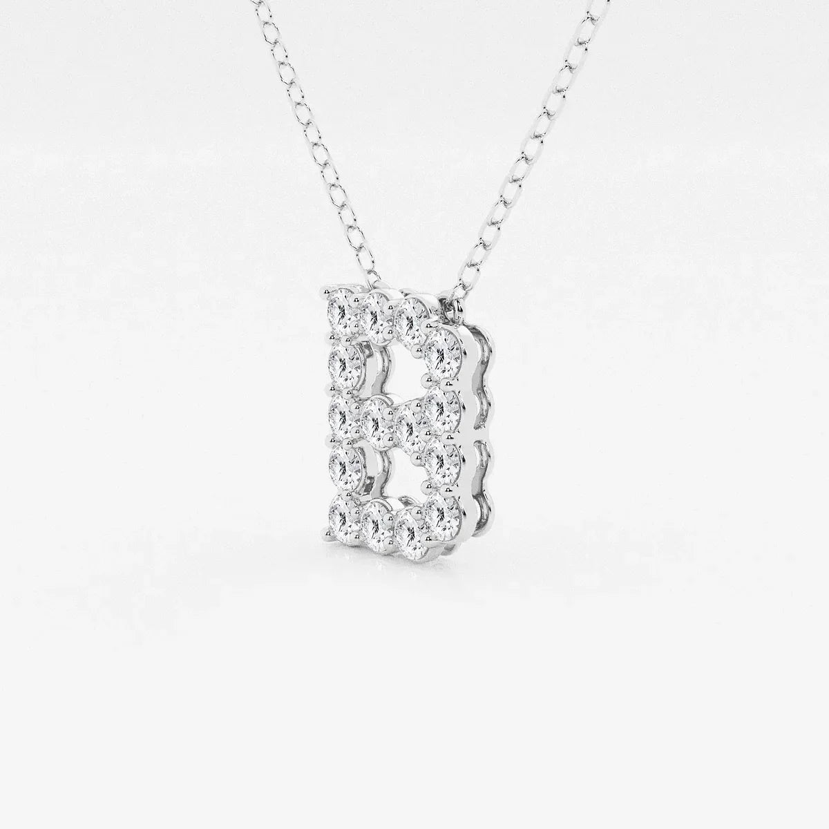 Lab grown diamond letter B pendant necklace in white gold by Delux Jewelry