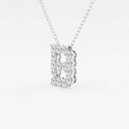 Lab grown diamond letter B pendant necklace in white gold by Delux Jewelry