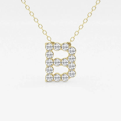 Gold necklace with diamond letter B pendant, lab grown diamonds from Delux Jewelry