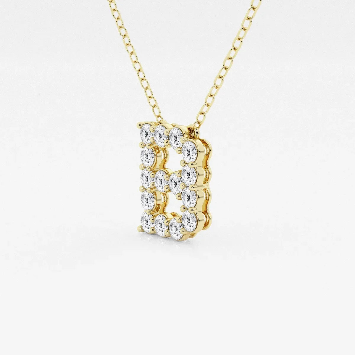 Gold necklace with letter B pendant set in lab grown diamonds by Delux Jewelry