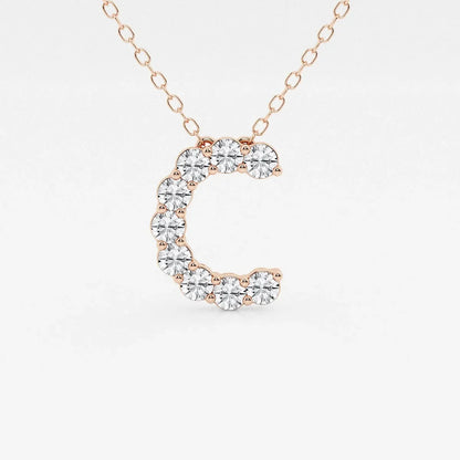 Rose gold C pendant necklace with lab grown diamonds from Delux Jewelry on white background