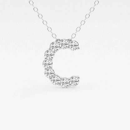 White gold letter C pendant necklace with lab grown diamonds from Delux Jewelry