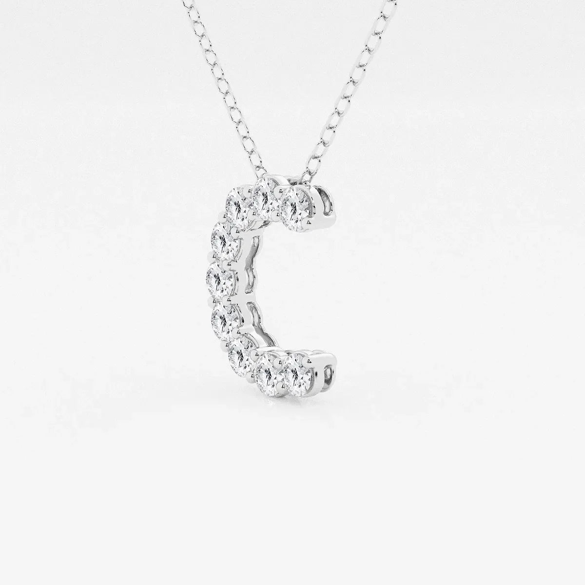 White gold pendant necklace with lab grown diamonds in letter C, Delux Jewelry