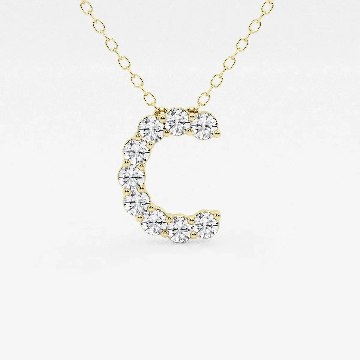 Yellow gold necklace with C initial pendant set with lab grown diamonds, Delux Jewelry