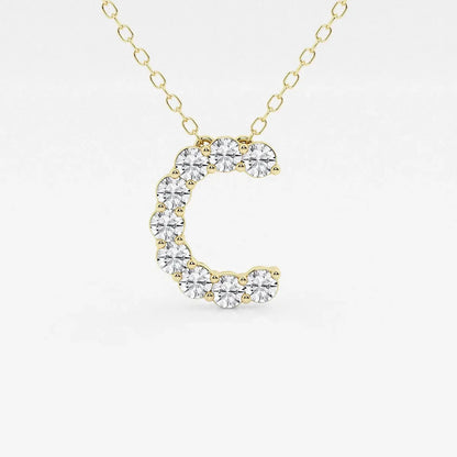 Yellow gold necklace with C initial pendant set with lab grown diamonds, Delux Jewelry