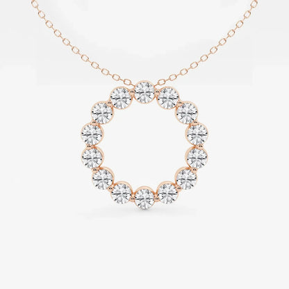 Rose gold circle pendant necklace with lab grown diamonds, Delux Jewelry elegant design