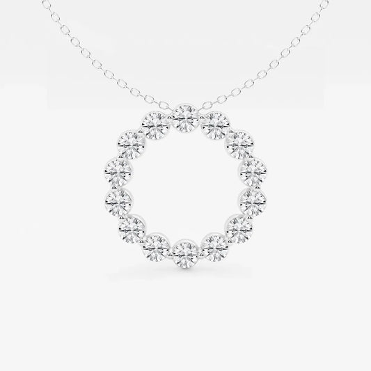 White gold circle pendant necklace with lab grown diamonds by Delux Jewelry