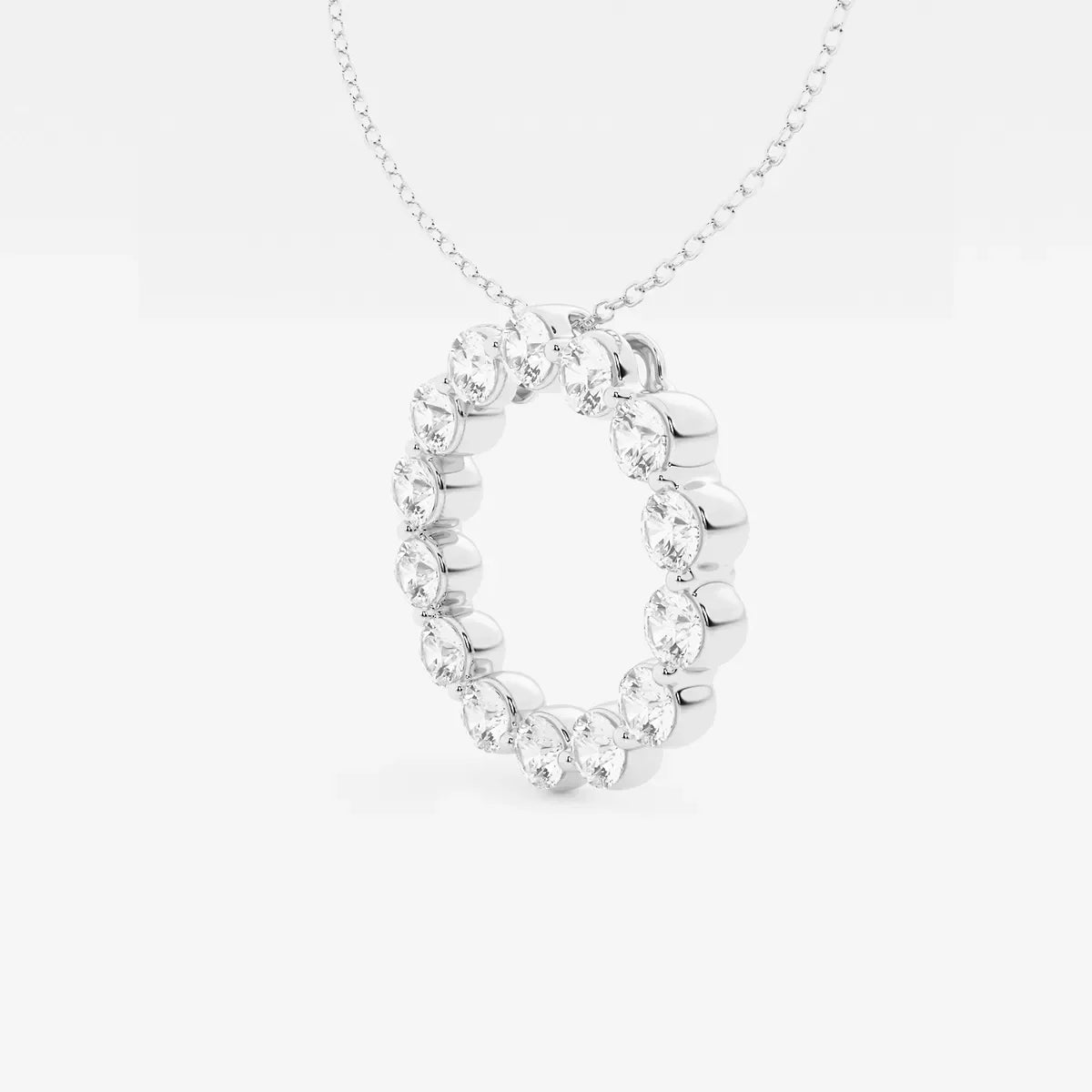 White gold circle pendant necklace with lab grown diamonds from Delux Jewelry
