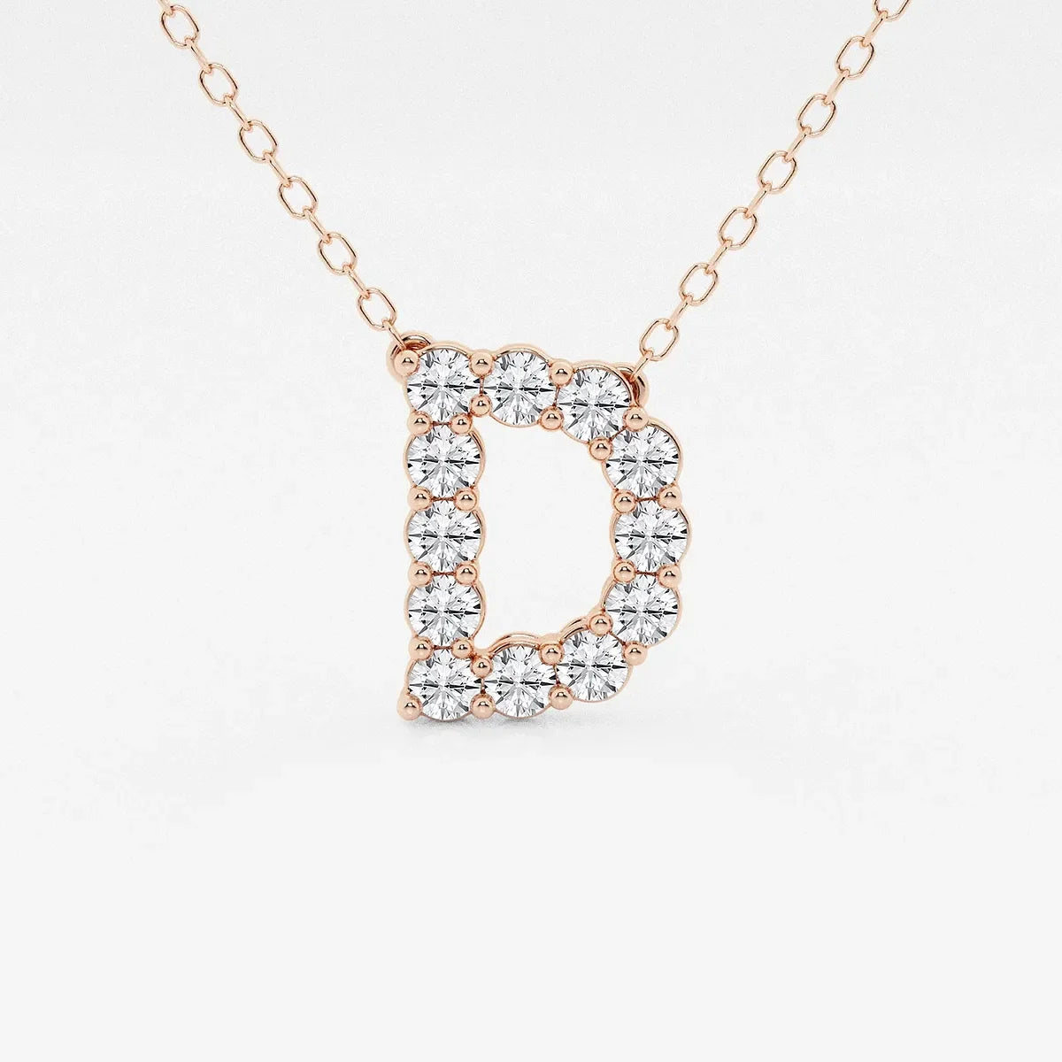 Rose gold necklace with diamond letter D pendant, lab grown diamonds, Delux Jewelry