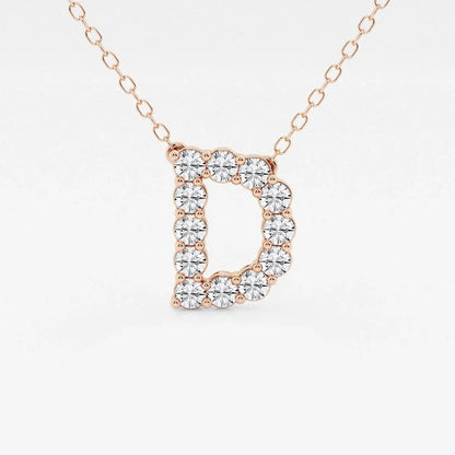 Rose gold necklace with diamond letter D pendant, lab grown diamonds, Delux Jewelry
