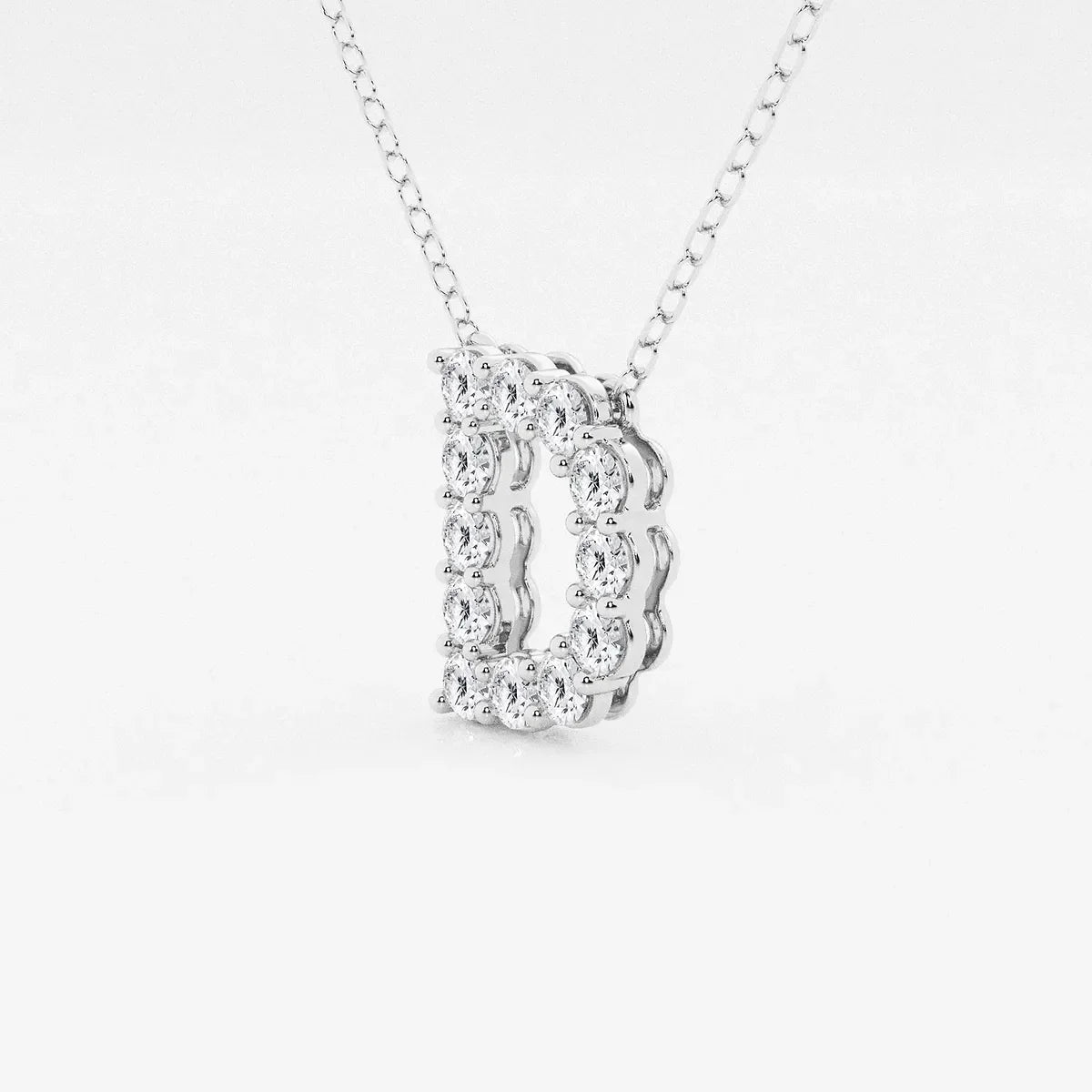 White gold pendant necklace with a letter D design, set with lab grown diamonds, Delux Jewelry
