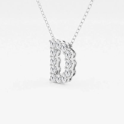 White gold pendant necklace with a letter D design, set with lab grown diamonds, Delux Jewelry