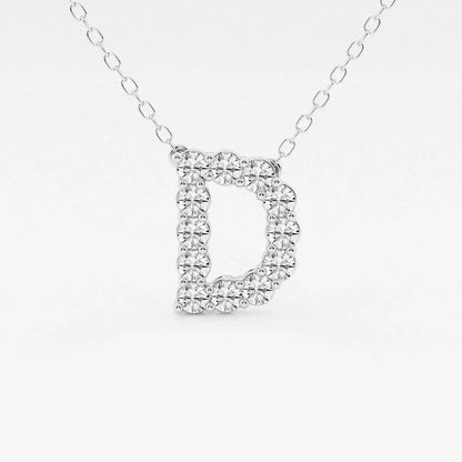 White gold letter D pendant necklace with lab grown diamonds by Delux Jewelry