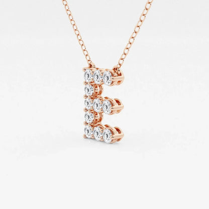 Rose gold pendant necklace with lab grown diamond letter E from Delux Jewelry